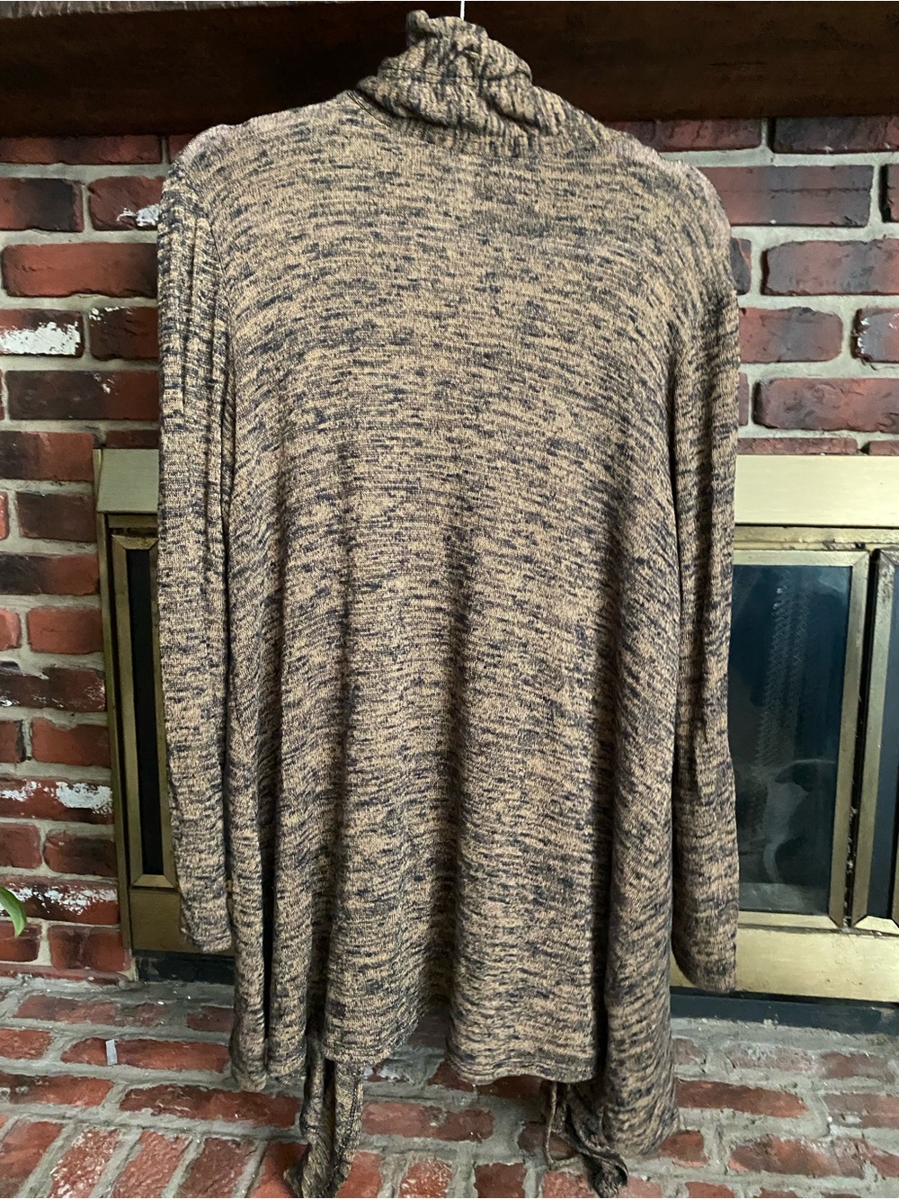 Emerald Brown Ruffle-Front Open Cardigan - Picture 4 of 4
